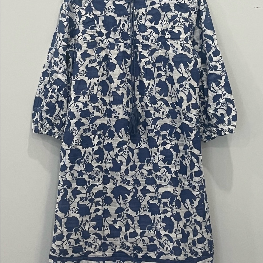 Studio Blue and white LINED Floral Long Sleeve Dress